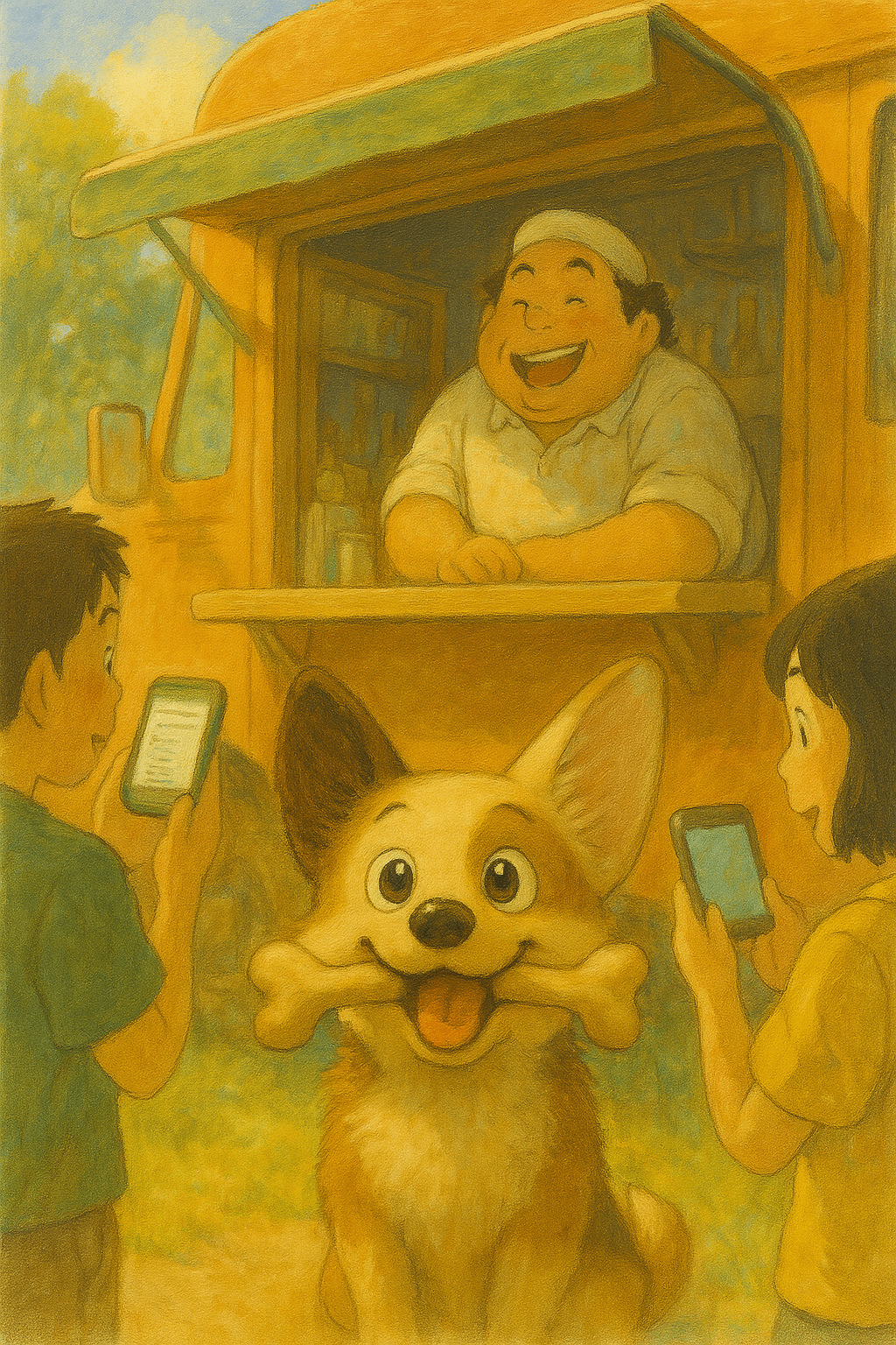 Happy food truck vendor